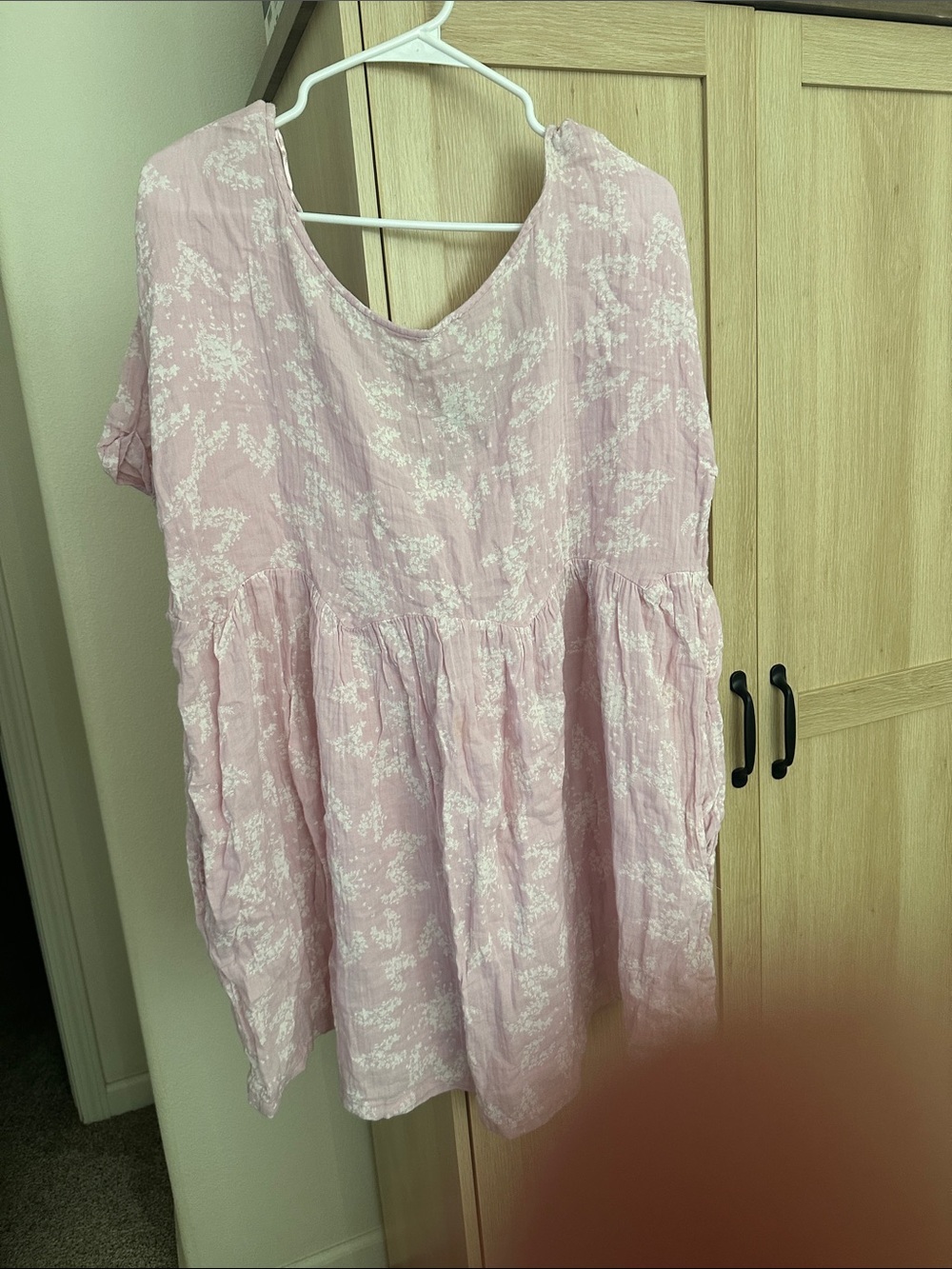 Free People Dusty Pink Floral Scoop-Neck Babydoll Tunic